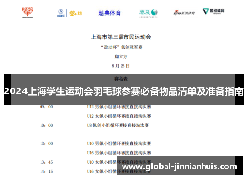 2024上海学生运动会羽毛球参赛必备物品清单及准备指南